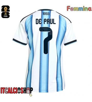 Argentina Rodrigo De Paul #7 Prima Maglia Femmina Mondiali 2026 Manica Corta